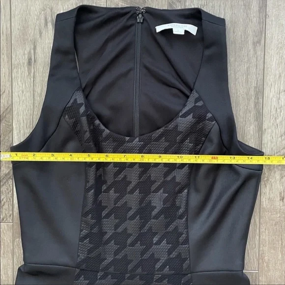 EUC Piperlime Houndstooth Faux Leather Black Dress Size 2 - Picture 7 of 11